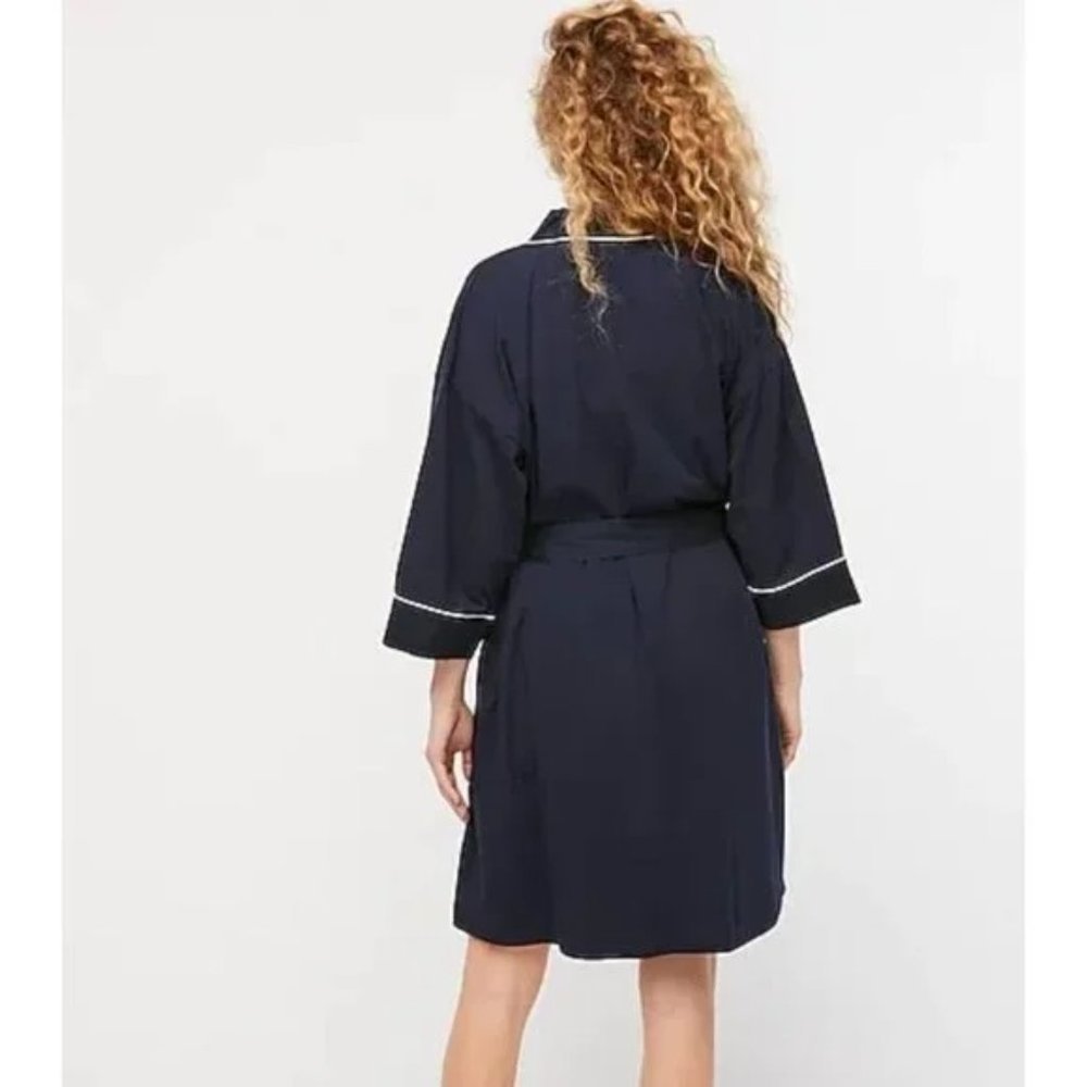J Crew Dreamy Cotton Robe Navy - Picture 2 of 6